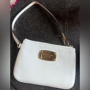 Michael Kors Off White Wristlet with Gold Accents